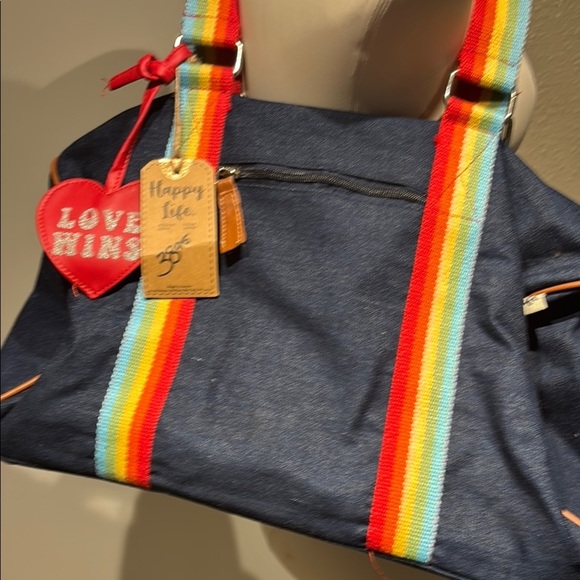 Rainbow pride theme Strap Denim Travel Bag tote - Picture 6 of 13